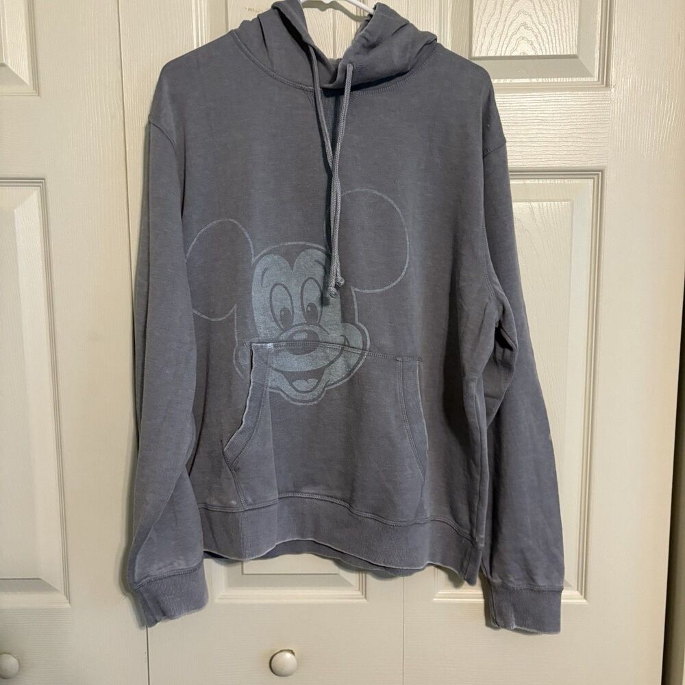 Men's Mickey Mouse Hoodie Walt Disney Parks Gray Hooded Sweatshirt Large